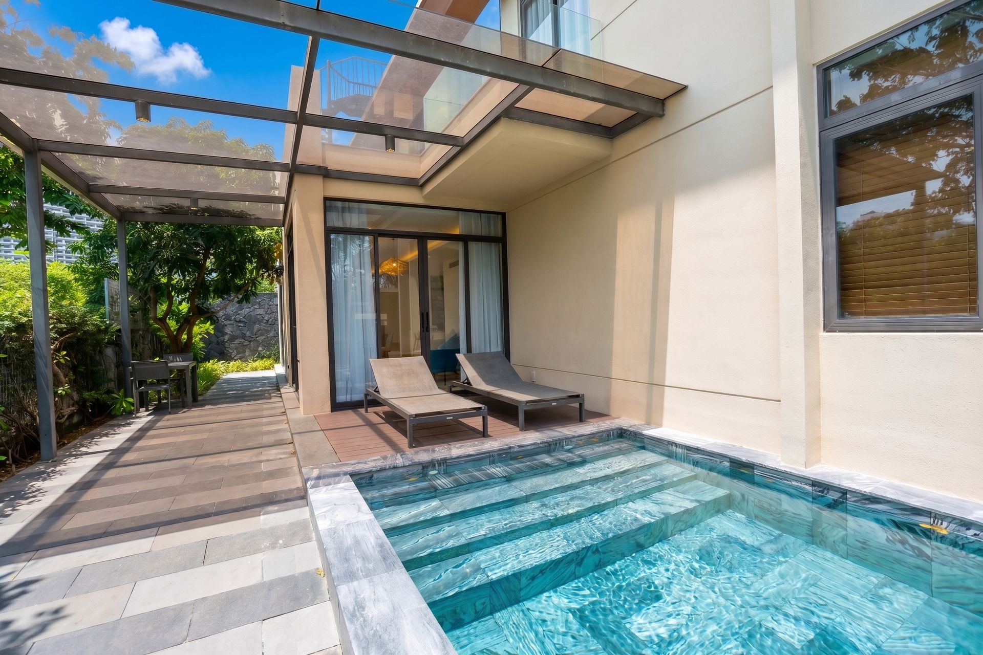 Private pool and sun deck at a Cam Ranh Villas garden villa